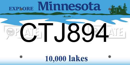 CTJ894 Minnesota License Plate