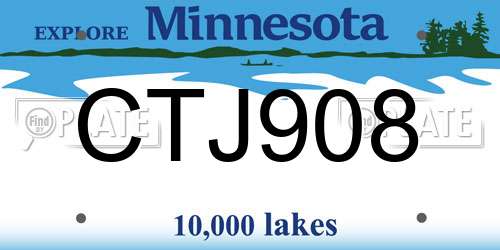 CTJ908 Minnesota License Plate