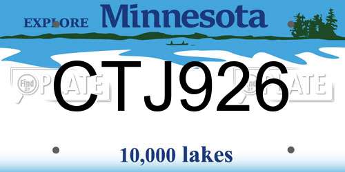 CTJ926 Minnesota License Plate