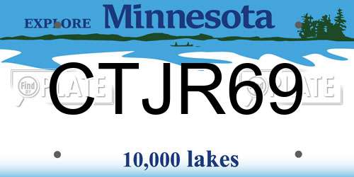 CTJR69 Minnesota License Plate