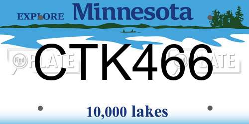 CTK466 Minnesota License Plate