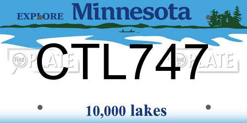 CTL747 Minnesota License Plate