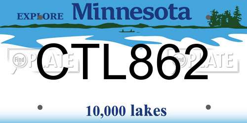 CTL862 Minnesota License Plate