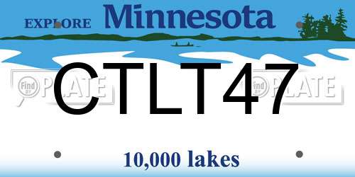 CTLT47 Minnesota License Plate