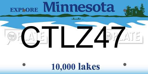 CTLZ47 Minnesota License Plate