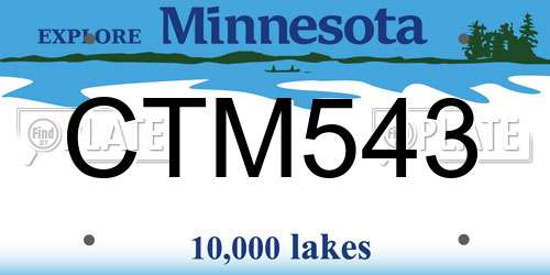 CTM543 Minnesota License Plate
