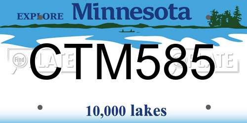 CTM585 Minnesota License Plate