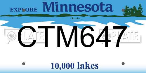 CTM647 Minnesota License Plate