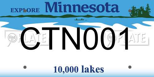 CTN001 Minnesota License Plate