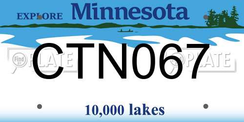 CTN067 Minnesota License Plate