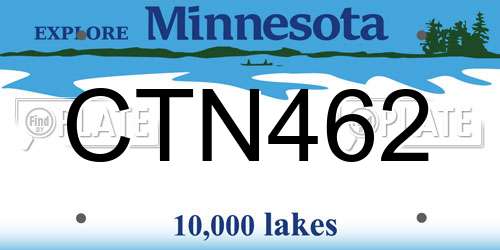 CTN462 Minnesota License Plate
