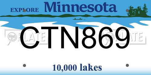 CTN869 Minnesota License Plate