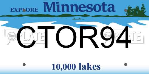 CTOR94 Minnesota License Plate
