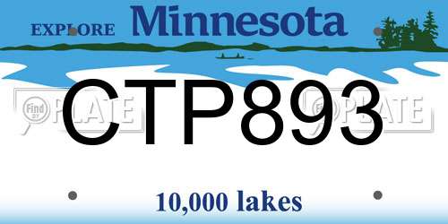 CTP893 Minnesota License Plate
