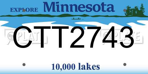 CTT2743 Minnesota License Plate