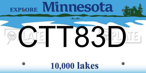 CTT83D Minnesota License Plate