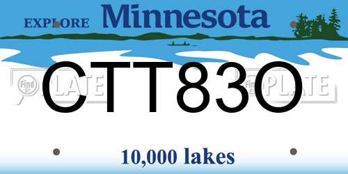 CTT83O Minnesota License Plate