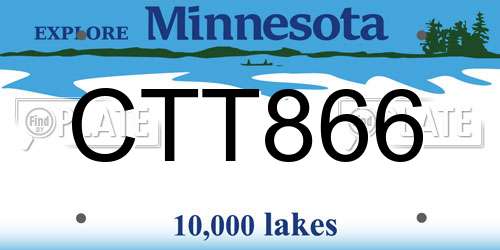 CTT866 Minnesota License Plate