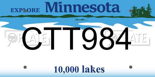 CTT984 Minnesota License Plate