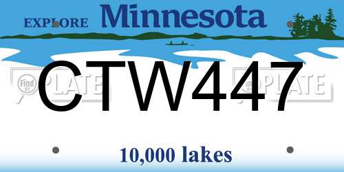 CTW447 Minnesota License Plate