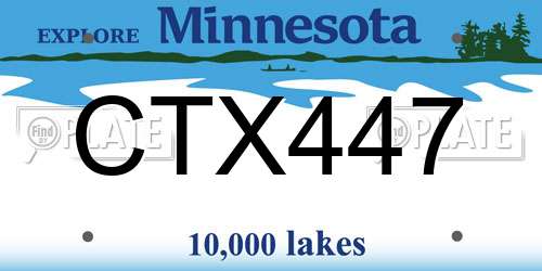 CTX447 Minnesota License Plate