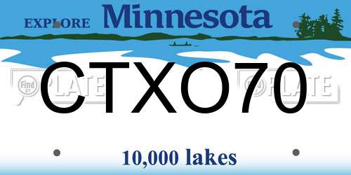 CTXO70 Minnesota License Plate