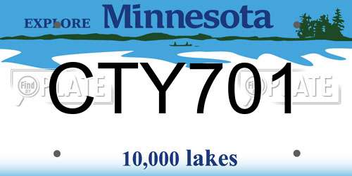 CTY701 Minnesota License Plate