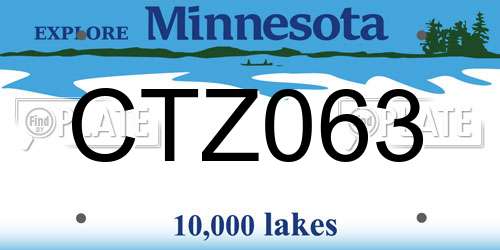 CTZ063 Minnesota License Plate