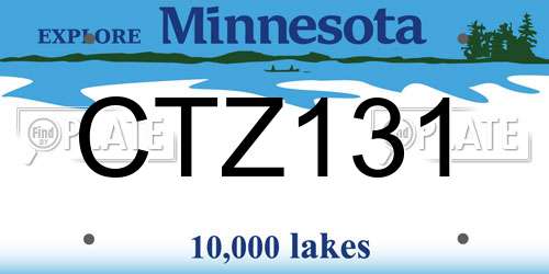 CTZ131 Minnesota License Plate