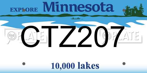 CTZ207 Minnesota License Plate
