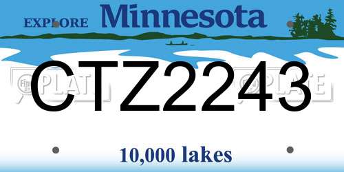 CTZ2243 Minnesota License Plate
