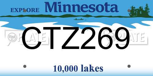 CTZ269 Minnesota License Plate