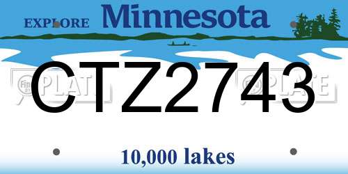 CTZ2743 Minnesota License Plate