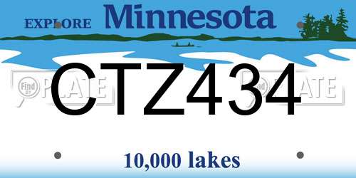 CTZ434 Minnesota License Plate