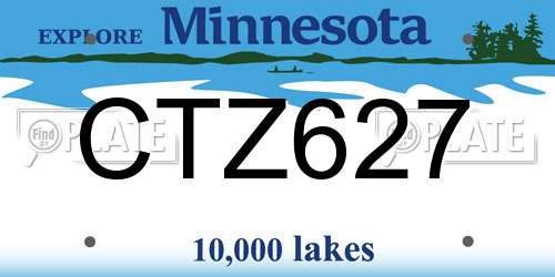 CTZ627 Minnesota License Plate