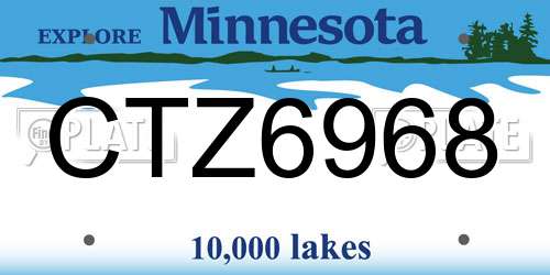 CTZ6968 Minnesota License Plate