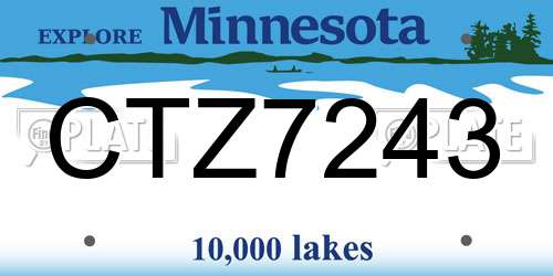 CTZ7243 Minnesota License Plate