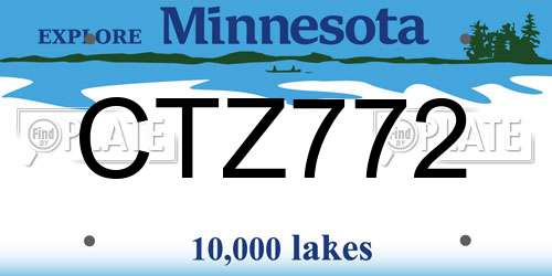 CTZ772 Minnesota License Plate