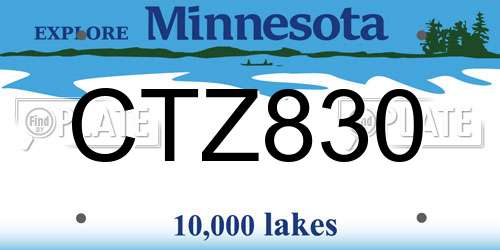 CTZ830 Minnesota License Plate