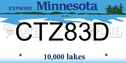 CTZ83D Minnesota License Plate