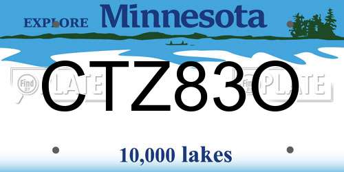 CTZ83O Minnesota License Plate