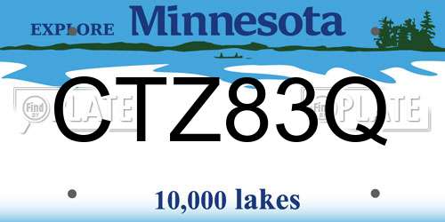 CTZ83Q Minnesota License Plate