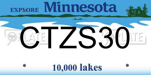 CTZS30 Minnesota License Plate