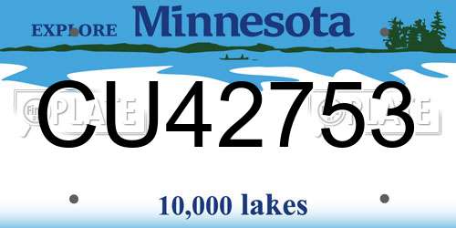 CU42753 Minnesota License Plate