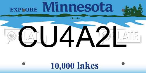 CU4A2L Minnesota License Plate