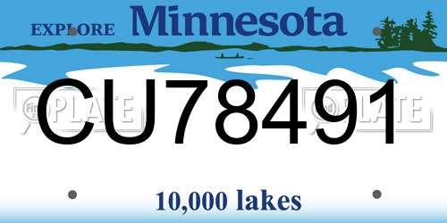 CU78491 Minnesota License Plate