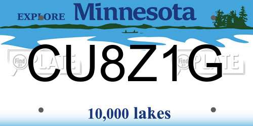 CU8Z1G Minnesota License Plate