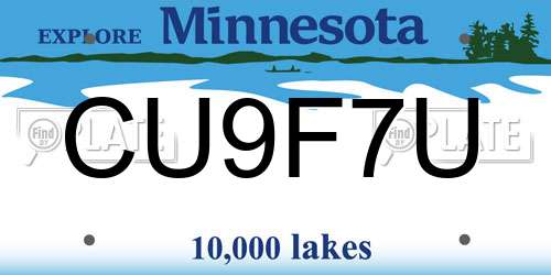 CU9F7U Minnesota License Plate