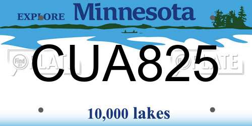 CUA825 Minnesota License Plate