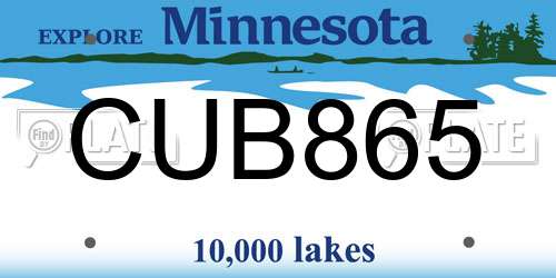 CUB865 Minnesota License Plate